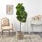 5.5ft. Fiddle Leaf Fig Artificial Tree in Handmade Natural Cotton Multicolored Woven Planter